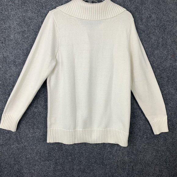 Jones New York Pull Over Bulk Knit Sweater 1/4 Button Collar Women 1X White - Picture 9 of 12